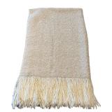 LR - Kennebunk Weavers Woven Blanket 58 x 38 Cream Throw Made in USA