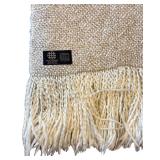 LR - Kennebunk Weavers Woven Blanket 58 x 38 Cream Throw Made in USA