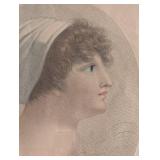 MB - Vintage Pair of Framed Oval Portrait Prints - 21 x 25 in Gilt Wood Frames