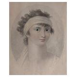 MB - Vintage Pair of Framed Oval Portrait Prints - 21 x 25 in Gilt Wood Frames