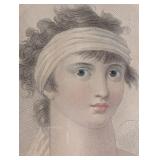 MB - Vintage Pair of Framed Oval Portrait Prints - 21 x 25 in Gilt Wood Frames