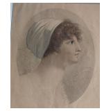 MB - Vintage Pair of Framed Oval Portrait Prints - 21 x 25 in Gilt Wood Frames