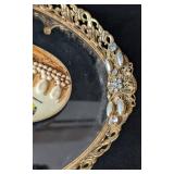 MB - Vintage Vanity Tray - Missing Stones, 9x13, Includes 2 Pairs Folding Reading Glasses