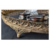 MB - Vintage Vanity Tray - Missing Stones, 9x13, Includes 2 Pairs Folding Reading Glasses