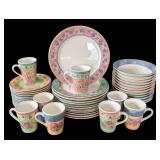 MB - Sango Watercolors Blueberry Sky 3000 Dinnerware Set - Service for 12 (Mugs Missing)