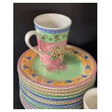 MB - Sango Watercolors Blueberry Sky 3000 Dinnerware Set - Service for 12 (Mugs Missing)