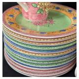 MB - Sango Watercolors Blueberry Sky 3000 Dinnerware Set - Service for 12 (Mugs Missing)