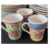 MB - Sango Watercolors Blueberry Sky 3000 Dinnerware Set - Service for 12 (Mugs Missing)