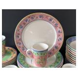MB - Sango Watercolors Blueberry Sky 3000 Dinnerware Set - Service for 12 (Mugs Missing)