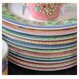 MB - Sango Watercolors Blueberry Sky 3000 Dinnerware Set - Service for 12 (Mugs Missing)