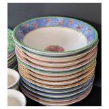 MB - Sango Watercolors Blueberry Sky 3000 Dinnerware Set - Service for 12 (Mugs Missing)