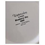 MB - Sango Watercolors Blueberry Sky 3000 Dinnerware Set - Service for 12 (Mugs Missing)