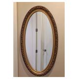 MB - Vintage Gilt Wood Wall Mirror - Oval