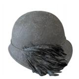 MB - Betmar Black Felt Hat with Feather - Cloche Style