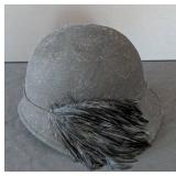 MB - Betmar Black Felt Hat with Feather - Cloche Style