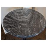 LR - Marble Top Accent Table Round, Cast Iron Pedestal Base