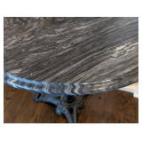 LR - Marble Top Accent Table Round, Cast Iron Pedestal Base