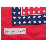 MB - Yves Saint Laurent Scarf - Red Navy White Floral Border