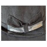 MB - Scala Pronto Vintage Black Felt Hat with Silver Sequin Bow - One Size