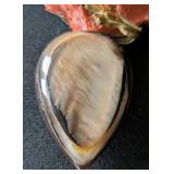 MB - Vintage Fabrice Paris Brooch - Coral Branch with Abalone Shell Cameo