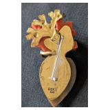 MB - Vintage Fabrice Paris Brooch - Coral Branch with Abalone Shell Cameo