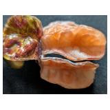 MB - Vintage Fabrice Paris Iris Brooch - Gold Tone with Pink Petals