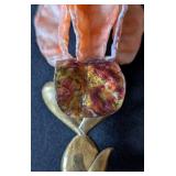 MB - Vintage Fabrice Paris Iris Brooch - Gold Tone with Pink Petals