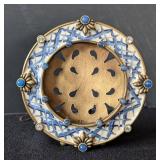 MB - Jay Strongwater Round Frame - Blue Enamel with Cabochons & Crystals