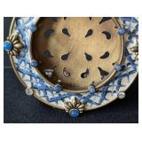 MB - Jay Strongwater Round Frame - Blue Enamel with Cabochons & Crystals