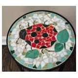 MB - Ladybug Mosaic Tile Accent Table, Black Metal Base