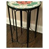 MB - Ladybug Mosaic Tile Accent Table, Black Metal Base
