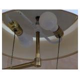 MB - Brass Floor Lamp with White Drum Shade, Dual Pull Chains