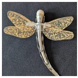 MB - Fabrice Paris Dragonfly Brooch - Gold-Tone with Pearl Head