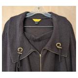 MB - St. John Black Knit Jacket & Pants Set - Size Large
