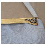 MB - Vintage French Beaded Purse, Light Blue, Hand-Made