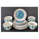 MB - Royal Norfolk RNF127 Greenbrier Dish Set - 6 Place Settings - 10.5in Plates (Blue/Green Geometric)