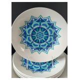MB - Royal Norfolk RNF127 Greenbrier Dish Set - 6 Place Settings - 10.5in Plates (Blue/Green Geometric)