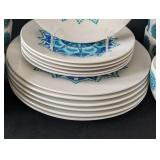 MB - Royal Norfolk RNF127 Greenbrier Dish Set - 6 Place Settings - 10.5in Plates (Blue/Green Geometric)