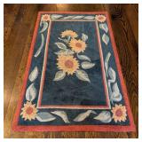 LR - Sunflower Accent Rug - 66 x 41.5 in Navy Blue with Red Border