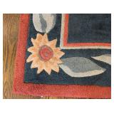 LR - Sunflower Accent Rug - 66 x 41.5 in Navy Blue with Red Border