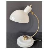 MB - White Arc Table Lamp with Brass Arm