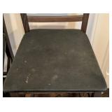 K - Pair Dark Wood Counter-Height Stools - Black Cushioned Seats