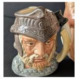 LR - Royal Doulton Five Character Mugs - Gladiator, Rip Van Winkle, Fat Boy & 2 Others