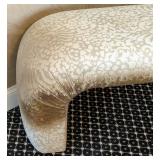 MB - Vintage Upholstered Bench Damask Fabric, Curved Ends