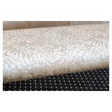 MB - Vintage Upholstered Bench Damask Fabric, Curved Ends