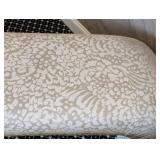 MB - Vintage Upholstered Bench Damask Fabric, Curved Ends