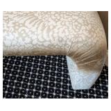 MB - Vintage Upholstered Bench Damask Fabric, Curved Ends