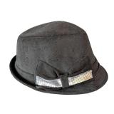 MB - Scala Pronto Vintage Black Felt Hat with Silver Sequin Bow - One Size