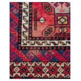MB - Iranian Hand-Knotted Wool Rug - Red/Blue Geometric Medallion, 47 x 80 in