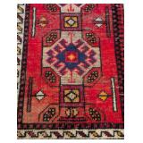 MB - Iranian Hand-Knotted Wool Rug - Red/Blue Geometric Medallion, 47 x 80 in